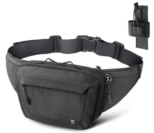 RXW Tactical Concealed Carry Fanny Pack CCW Fanny Pack Waist Bag for Men Hip Bag Compact Belt Bag for Hiking EDC Waist Pack(Adjustable Up to 60 Waist)