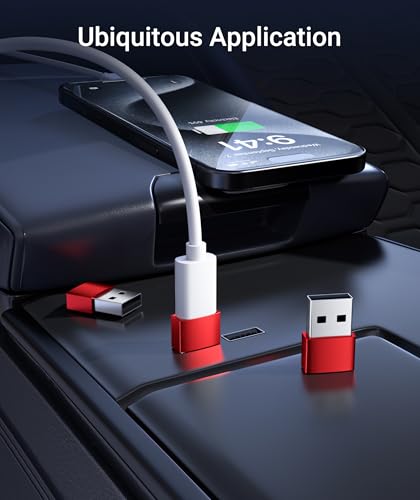 Image of Syntech USB C Female to USB A Male Adapter 3 Pack, Type C Charger Cable Power Adapter Compatible with iPad Air 7, iPhone 17 /16 /15 /14 /13 Pro Max, Apple Watch Series 10 /9 /8, Samsung Galaxy S20 etc, Red