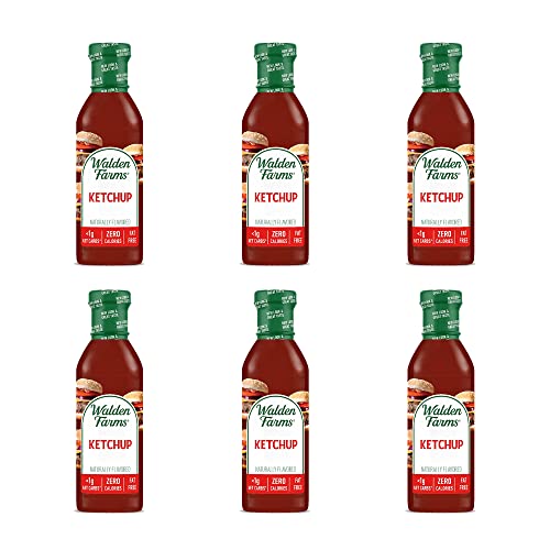 Walden Farms Ketchup 12 Oz. Bottle (Pack Of 6) Fresh & Delicious Salad Topping - 0G Net Carbs Condiment, Kosher Certified - Perfect For Fries, Burgers, Meatloaf, Pizza, Hotdogs And More #TOP21