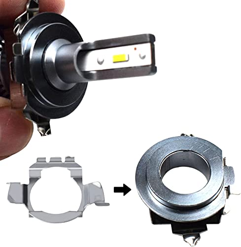 Miytsya Pack-4 Car Led Headlight Fixed Adapter Bracket, H7 Led Headlight Adapter Bulb Base Holder Socket, Fits For Benz Audi Sagitar Buick Nissan Front Light Bulb Auto Accessories (Silver) #TOP3