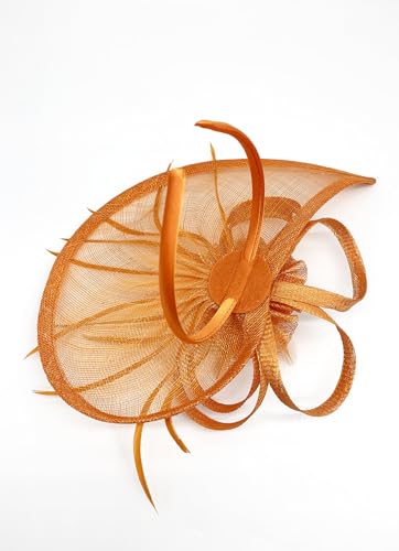 Finecy In - Ladies Wedding Races Cocktail Hat Occasion Fascinator (Orange) - Image 6