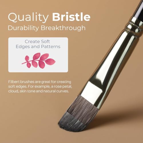 Image of Like it 7 PCS Filbert Paint Brush Set, Sizes 0 /1 /2 /4 /6 /8 /10 - Professional Artist Brushes for Watercolor, Gouache, Acrylic & Ink, Soft Synthetic Hair, Black Wooden Handles (7-Piece Set)