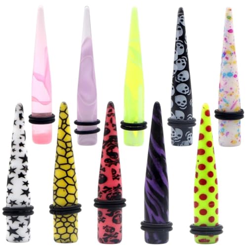 TRAQUOKANTA New 2026 2Pcs Uv Acrylic Skull Star Ear Straight Taper Plug Gauge Earring Expander Stretchers Piercing Body Jewelry 1.6-10Mm Fashion Trendy Accessories Creative Gift