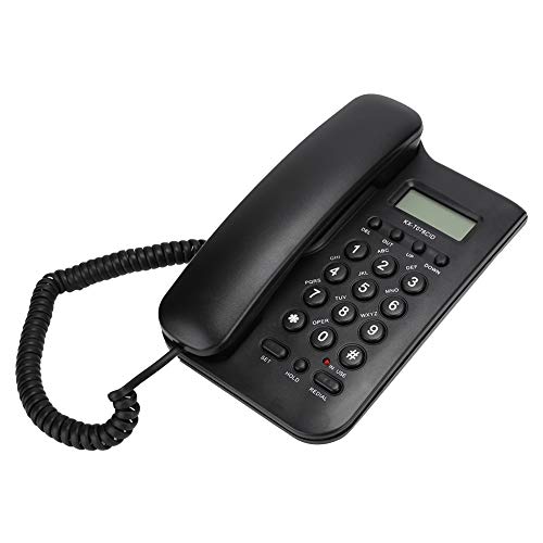 Corded Landline Phone, English Home Office Telephone Supports Call Number Digital/Time Check(UK Telephone Line with Random Color)(Black)