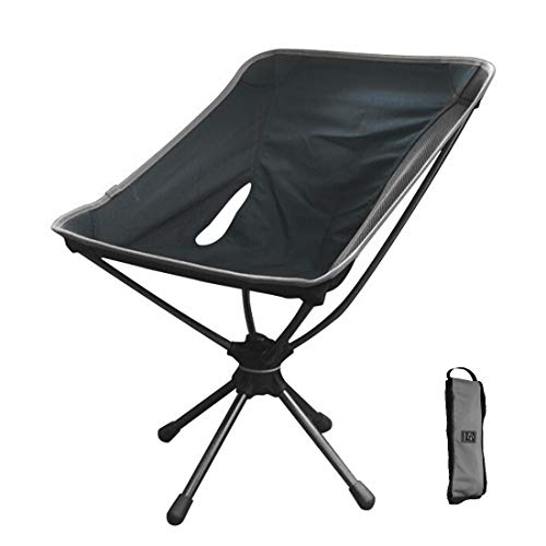 Shna 屋外 スイベル 折り畳み式 椅子 超軽量 ポータブル 回転 チェア 7075 航空 アルミニウム チューブ と 600D 防水 オックスフォード 布 ベアリング 約 150kg ブラック(独占色)