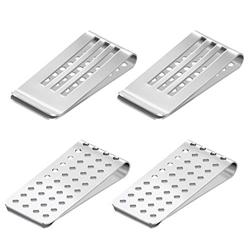 7-Star Stainless Steel 4 Pack Silver Money Clip , Credit Card Business Card Holder , Minimalist Front Pocket Hollow Wallet , Solid Small Thin Luxury For Men Cash Moneyclip , Slim Metal Clips Wallet #TOP1