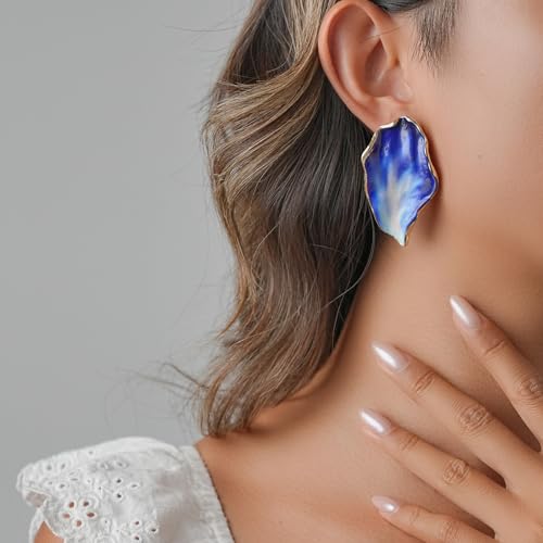 Colorful Statement Earrings for Women Trendy Big Chunky Flower Leaf Earrings Boho Summer Vacation Jewelry Gift2
