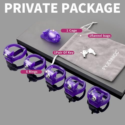 Image of HTV5 Resin Chastity Cage, 5 Wide Comfort Rings Click&Lock Lock for Men, Adult Sex Toy (Purple, Nub)