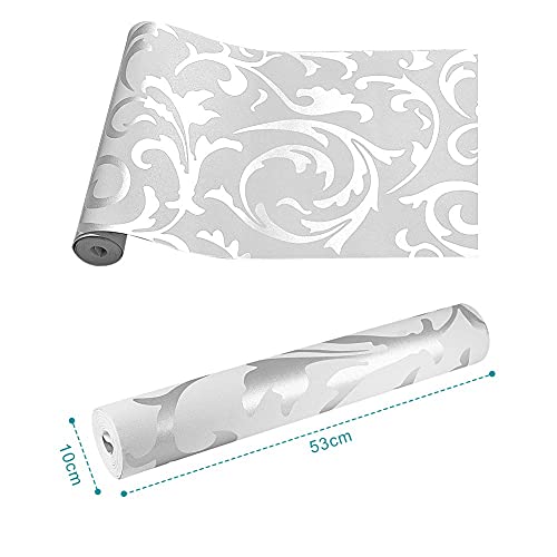 Greensen 3D Luxury Embossed Wallpaper Roll - Non-Woven Silver Leaf Pattern for Bedroom Living Room, TV Background - Image 3