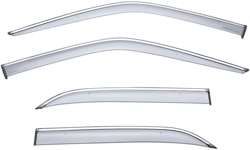 WellVisors Window Visors Wind Deflectors Compatible with Mercedes-Benz V140 W140 S-Class SWB Sedan 1992-1999 with Chrome Trim Rain Guards 3-847MB017