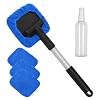 FDKJOK Car Windscreen Cleaner, Expandable Car Window Cleaner with 4 Reusable Microfiber Pads, 30ml Spray Bottles, Multifunctional Car Windshield Cleaner Tool Set(Blue)