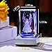 YWHL 3D Crystal Guardian Angel Figurine with Colorful Light Base, Laser Engraved Glass Angel Gifts, Collectible Figurines