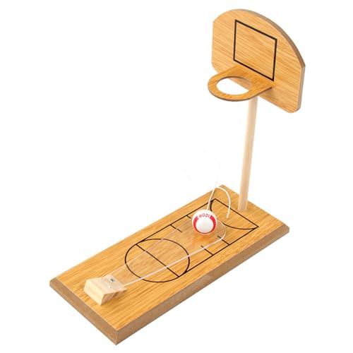 Image of Basketball Game Mini Desktop Toy Mini Basketball Table Game Suitable For School Throwing Game Wooden Khaki 1 Piece (Khaki, 10x24x24.5cm)