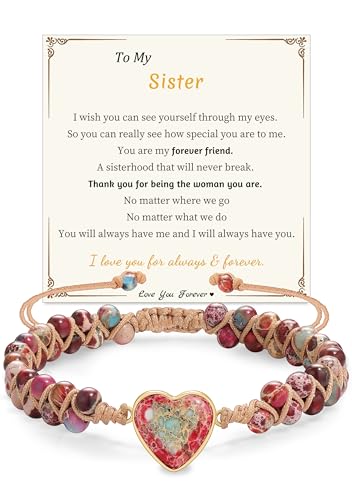 Image of Gifts for Daughter Granddaughter, To My Mom Grandma Wife Girlfriend Sister Jasper Heart Bracelets Birthday Graduation Anniversary Christmas Stocking Stuffers Valentines Mothers Day Jewelry