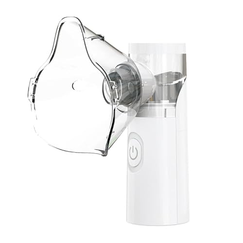 #VerdientProvisionen<br>Inhalationsgerät Inhaliergeräte tragbar Vernebler Set Mit USB Wiederaufladbar Einstellbarer Sprühnebel Inhalator Verneblergerät mit Mundstück und 2 Maske (Weiß)
