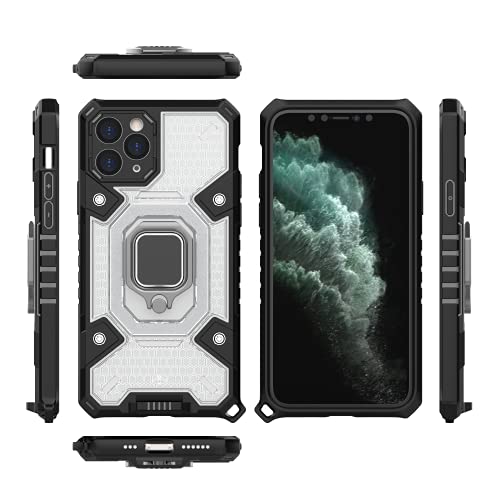 Image of Tough Armor Bumper Back Case Cover for iPhone 11 Pro | Ring Holder & Kickstand in-Built | 360 Degree Protection Back Case Cover for iPhone 11 Pro (Transparent)