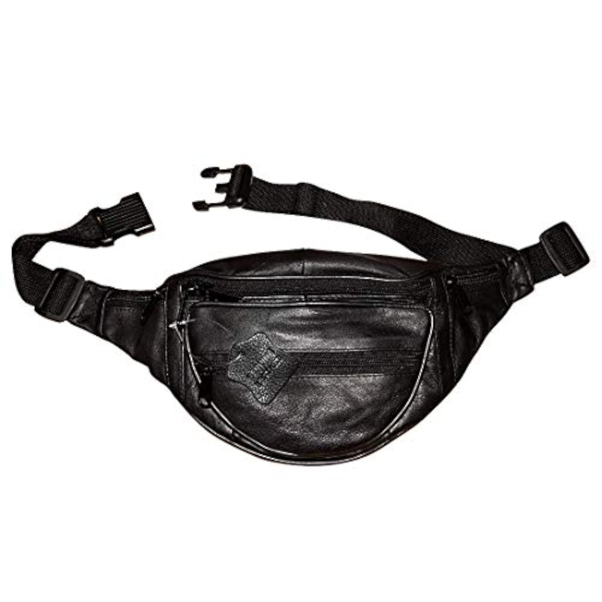 Unisex Black Leather Waist Pack, Elegant and Practical