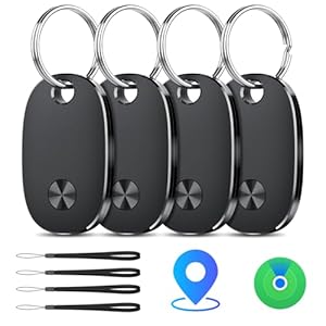 Air Tracker Tags-4 Pack, Bluetooth Tracker Works with Apple Find My APP (iOS Only), Keys Finder and Item Locator for Luggage, Backpack, Suitcases, Replaceable Battery, IP67 Waterproof Tracking Tag
