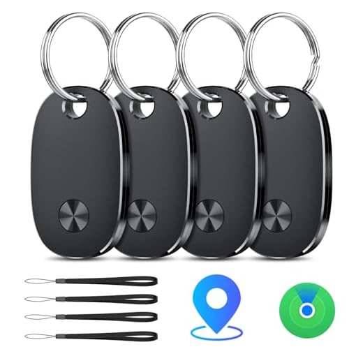Air Tracker Tags-4 Pack, Bluetooth Tracker Works with Apple Find My APP (iOS Only), Backpack, Suitcases, Replaceable Battery, IP67 Waterproof Tracking Tag (4 Black)