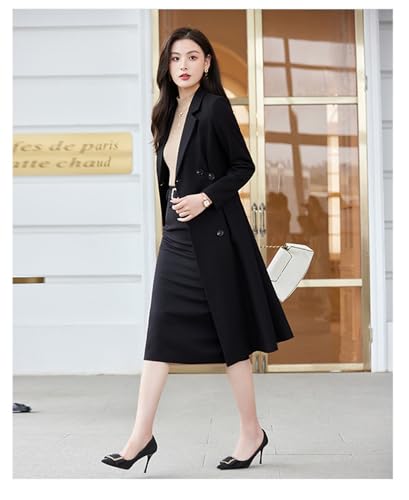 Womens 2 Piece Skirt Suits Set Solid Color Overcoat and Pencil Skirt Office Ladies Formal Work Wear4