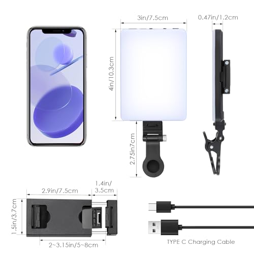 Selfie Light Portable Phone Light, Eagerey 60 LED Rechargeable Fill Lights with Front & Back Clip, CRI 95, 3 Modes, Clip on Lights for TikTok Tablet/Laptop, iPad, Conference Vlog Video by Eagerey - Image 7