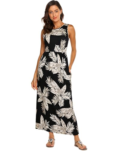 Image of Hount Women's Summer Sleeveless Striped Flowy Casual Long Maxi Dress with Pockets