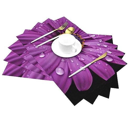 Set de table cuisine lavable durable résistant chaleur marguerite violet