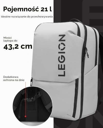 Lenovo Plecak gamingowy Legion 17″ GB800 (wodoodporny, pojemność do 21 litrów, otwór 180°, kieszenie na komputer, tablet, butelki na wodę, ergonomiczne paski)