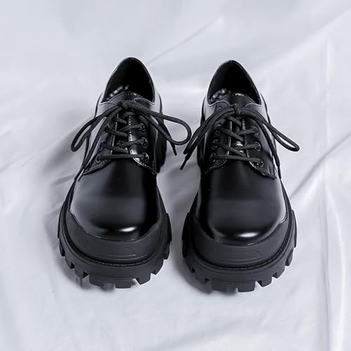 Men's Classic Leather Platform Oxfords - Round Toe Lace Up Business Dress Shoes, Non-Slip Comfortable Design for Office & Formal Occasions2
