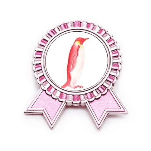 Broche pingouin Empereur Rouge rose taille M pour raviver un vêtement terne