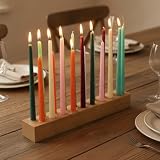 Mumufy 18in Long Wooden Taper Candle Holders for Birthday Party Candlestick Table Centerpiece Giant Wooden Farmhouse Candle Holders Decorations for Birthday Wedding Anniversary Desktop(Natural Wood)