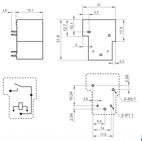 Relé 5 Pines HR85AKSW DC12V para Control de Circuitos Automotrices T90-1A-5P 3