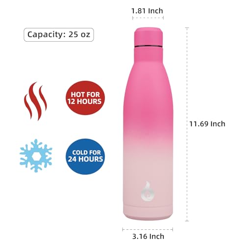 Image of BJPKPK 25oz Insulated Stainless Steel Water Bottles Reusable Metal Travel Sports Water Bottle Keep Cold and Hot,Cherry