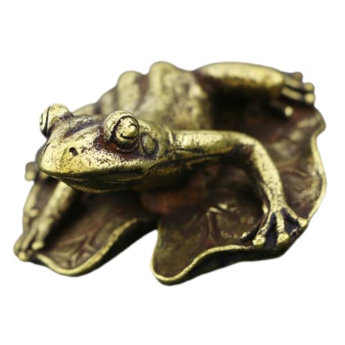 FIXOSHEE Messing Frosch Figur Teetisch Deko Kupfer Antik Stil Multifunktional Tee Haustier Wohnzimmer Schlafzimmer Dekoration Feng Shui Glücksbringer Geschenk