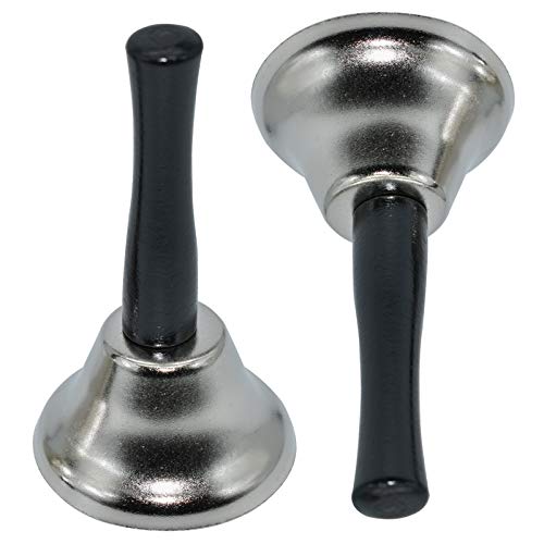 Maydahui 2Pcs Dinner Hand Bell Silver Steel Loud Call Christmas Jingle Bells For Wedding Events Decoration Alarm Inside Classroom Food Line Jingles Ringing #TOP5