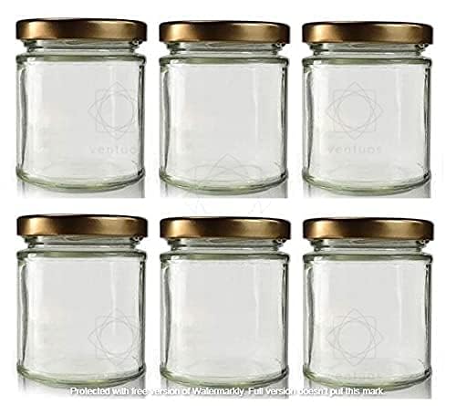 CARTVILLA Glass Small Containers Set Of 6Airtight Masala And Spices/Dry Fruits Storage Jars For Refrigerator | Round Shape Bottle For Kitchen Storage- 200 Ml, Blue-Violet (B0CJ5DDL9V) Amazon Price History, Amazon Price Tracker
