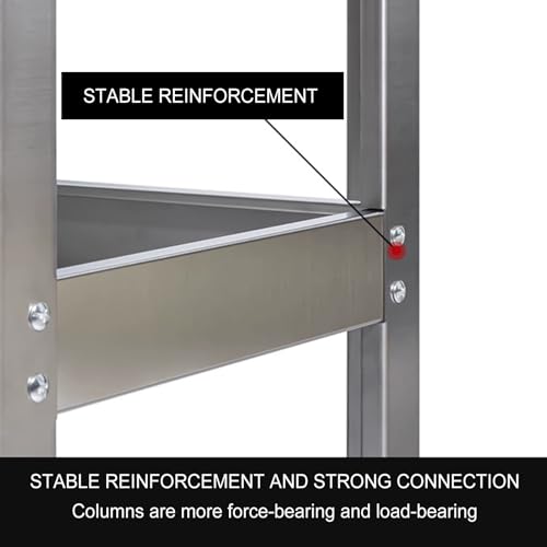 Outil de roulement robuste à 3 étages en acier inoxydable avec poignée et roues pour garage, atelier, entrepôt, solution de stockage industriel 450 kg