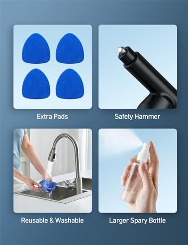 Astroai Windshield Cleaner, Car Windshield Cleaning Tool Inside With 4 Reusable And Washable Microfiber Pads And Extendable Handle Auto Glass Wiper Kit thumb #7