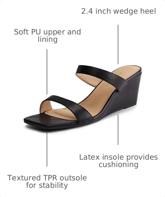 Image of DREAM PAIRS Womens Slides Slip On Wedge Sandals