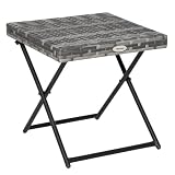 Outsunny Mesa de Jardín Exterior de Ratán Sintético 0,16 ㎡ Plegable Gris