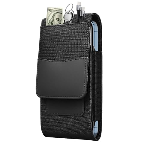 Universal Handy Gürteltasche Dual Handytasche Gürtel mit Gürtelclip für iPhone 16 15 14 13Pro Max,Samsung Galaxy S25 S24 Ultra Gürtel Tasche Dual Phone Holster für Männer,Wandern,Camping,Grillen