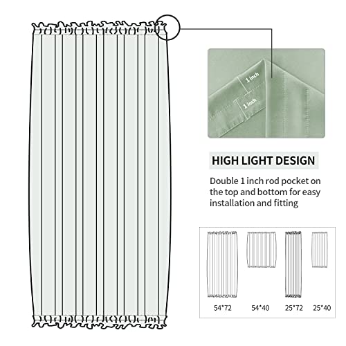 Image of DWCN French Door Curtains - Rod Pocket Thermal Blackout Curtain for Doors with Glass Window, Kitchen and Patio Doors for Privacy, 54 X 72 Inches Long, 1 Curtain Panel with Tieback, Bean Green