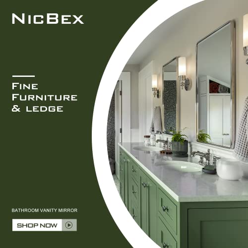 Nicbex 40X30 Inch Bathroom Vanity Mirror, Alloy Frame Wall Mirror For Bathroom Vanity, Bedroom, Hallway And Home Deco, Modern And Farmhouse Room Makeover Mirror, Round Corners, Silver #TOP6