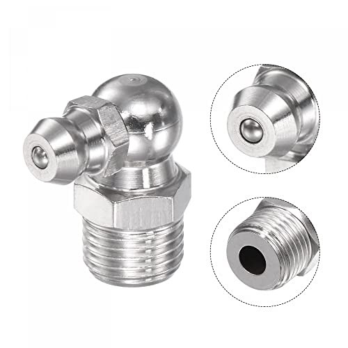 Image of uxcell 201 Stainless Steel 90 Degree Grease Fitting M10 x 1mm Thread Hydraulic Grease Fitting Accessories, 5Pcs