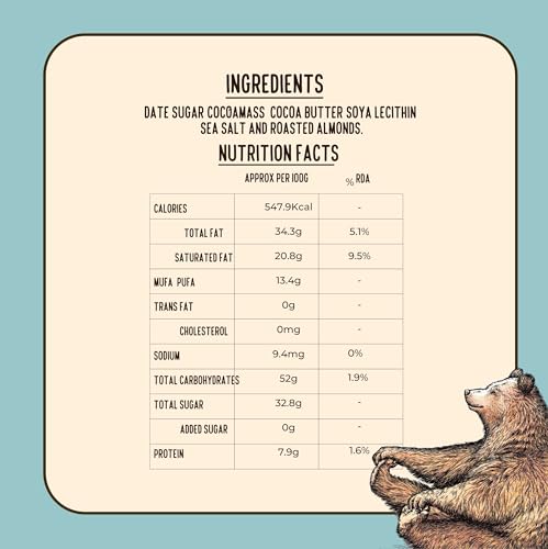 Image of Almond Sea Salt 55% Dark Chocolate | Set of 3 bars x 60g | Date Sweetened, No Added Sugar | Vegan | No Artificial Flavours | Compostable Packaging