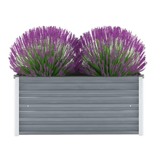 Myheimly Garten-Hochbeet Gartenbeet Pflanzbeet Frühbeet Verzinkter Stahl 100x40x45 cm Grau