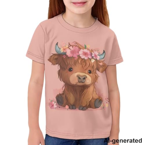 Image of Novelty 3D Graphic T Shirts for Kids Crew Neck Funny Animal Print Short Sleeve Girls Tshirts 3-16 Years