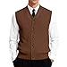 Men's Casual Sweater Vest V-Neck Slim Fit Classic V-Neck Knitwear Sleeveless Sweater Knitted Pullover Fashion Browns L