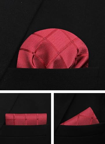 Image of Striped Plaid Polka Dot Mens Tie Formal Necktie Pocket Squares Ties Clips Cufflinks Classic for Men Set