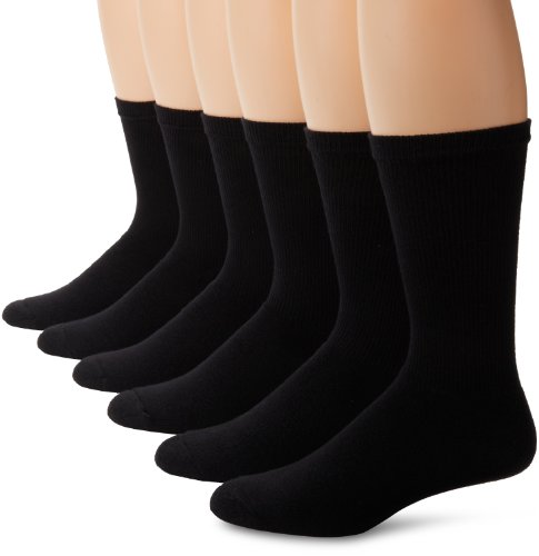 Hanes Ultimate Men's 6-Pack FreshIQ Dyed Crew Socks, Black, Sock Size:10-13/Shoe Size: 6-12